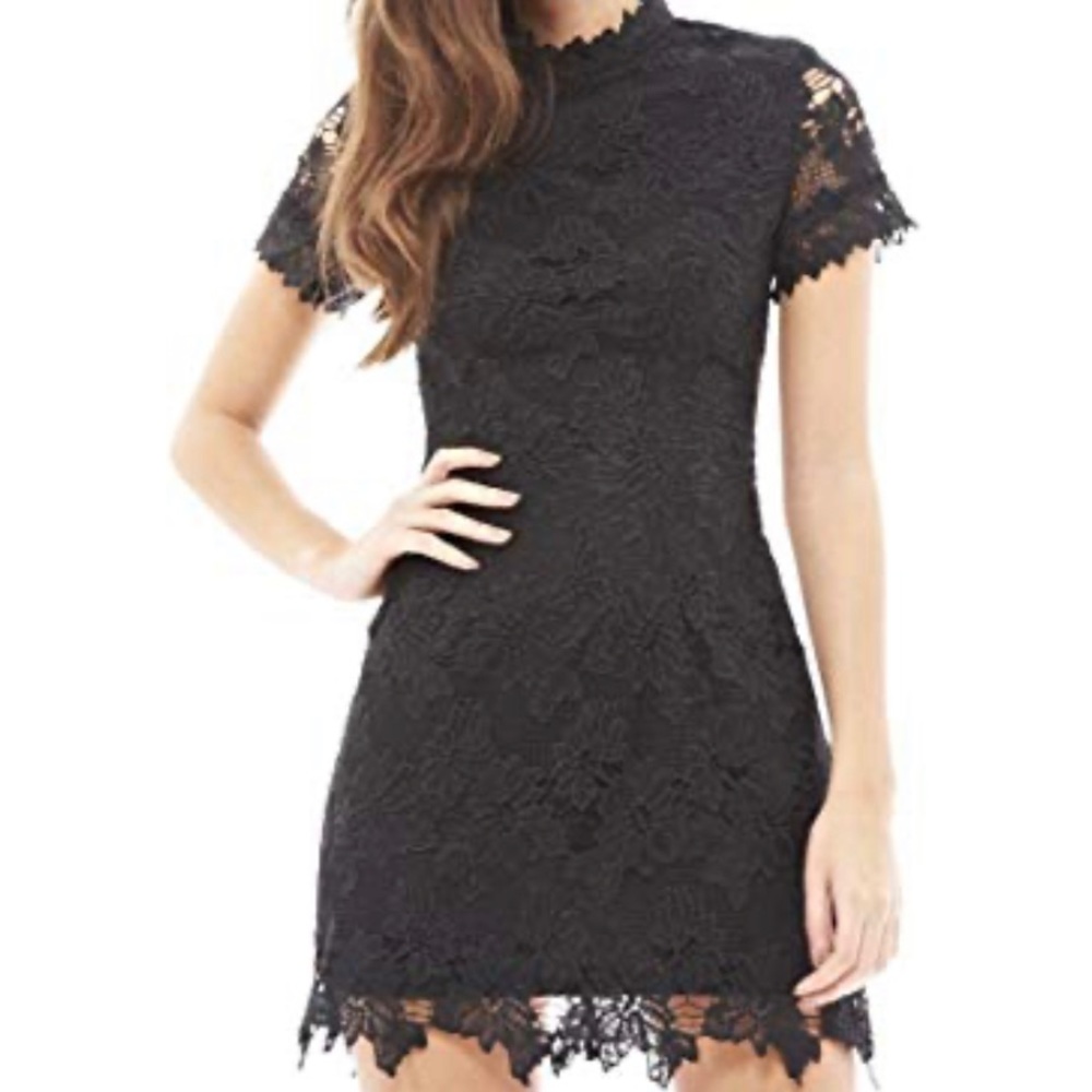 Short black lace AX mini dress size 14 runs small